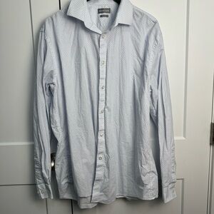 Michael Kors slim fit button down shirt Size 17 1/2 34/35 XL Blue and White